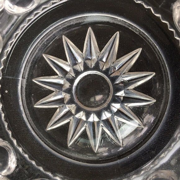 Vintage Cut Glass Bowl Clear Small Candy Nuts Relish Trinket Dish Starburst Etch - Picture 2 of 12